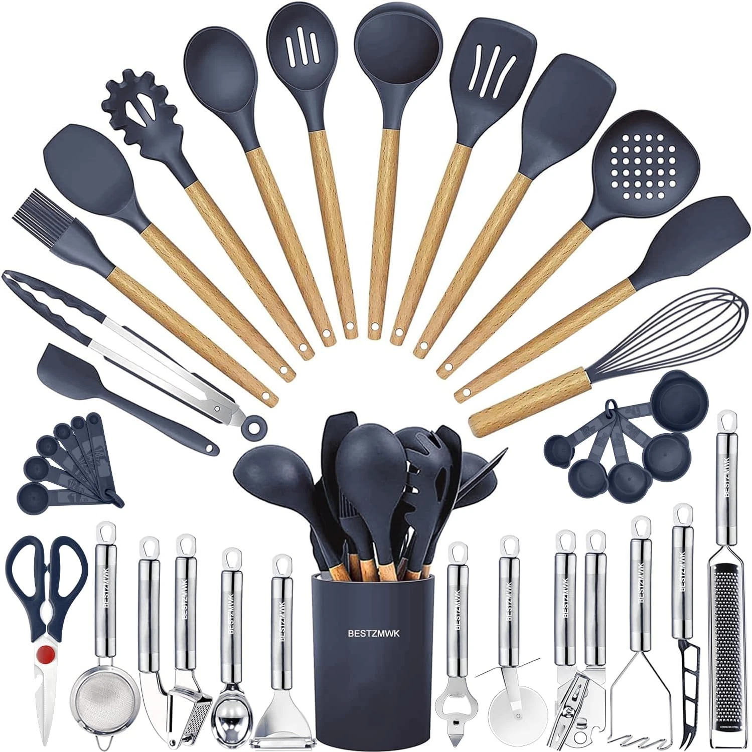 Cooking Utensils Set- 35 Pcs Kitchen Utensils with Grater,Tongs, Spoon Spatula &