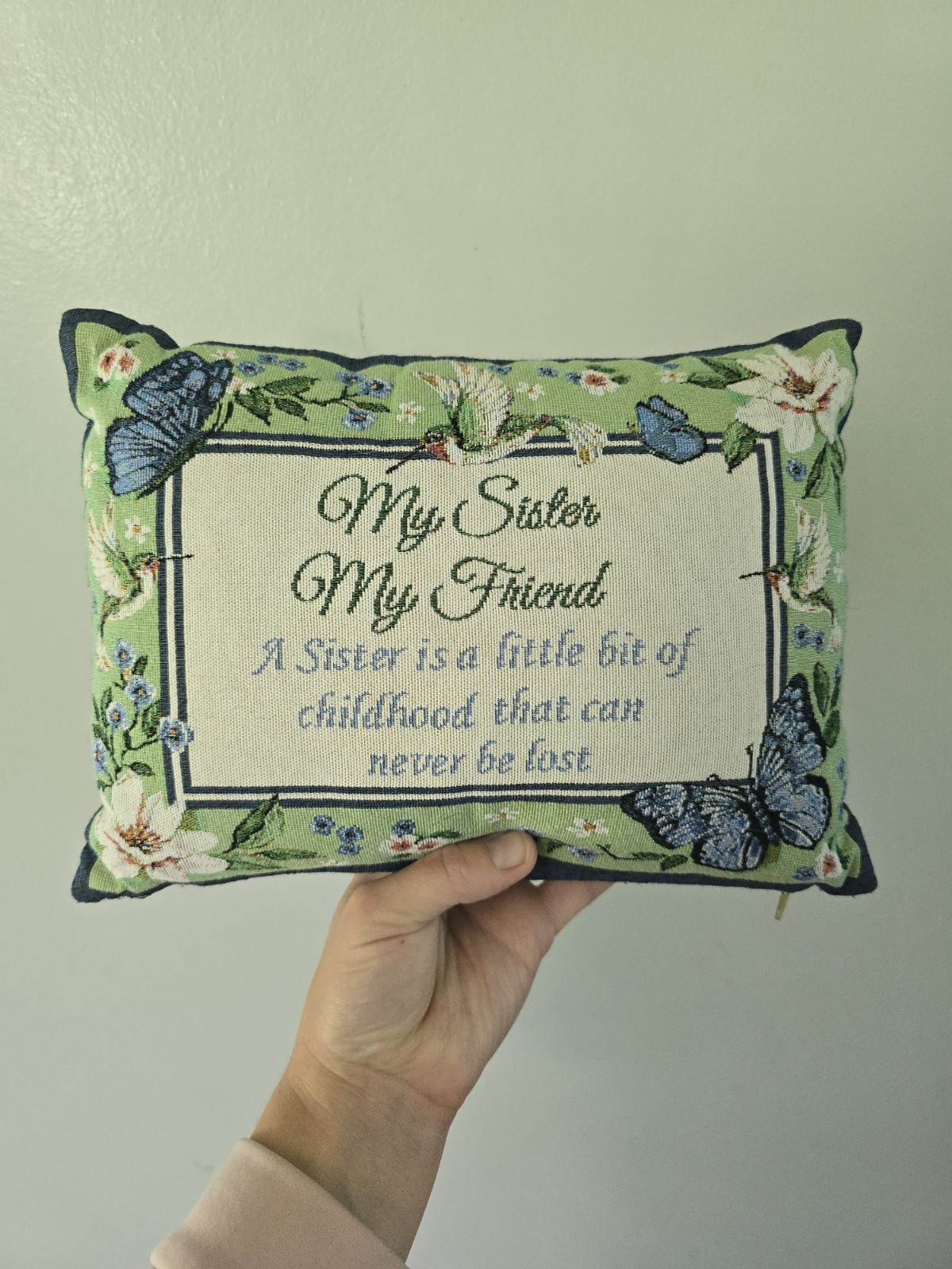 Collections Etc My Sister My Friend Tapestry Weave Throw Pillow Floral Small