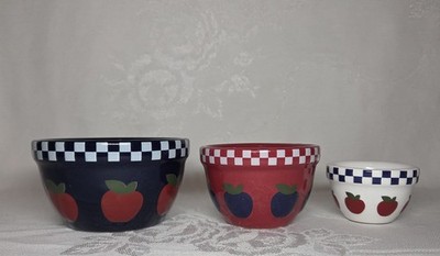 3 miniature pottery mixing nesting bowls Boyd s Bears Bearware Dollhouse sizes