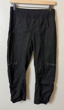 XCVI Wearables Ruched Cropped Pants Pull-On Cotton Black Womens Size Small
