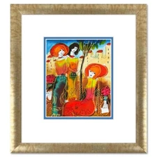 Moshe Leider, Framed Original Mixed Media Watercolor Painting, Hand Signed