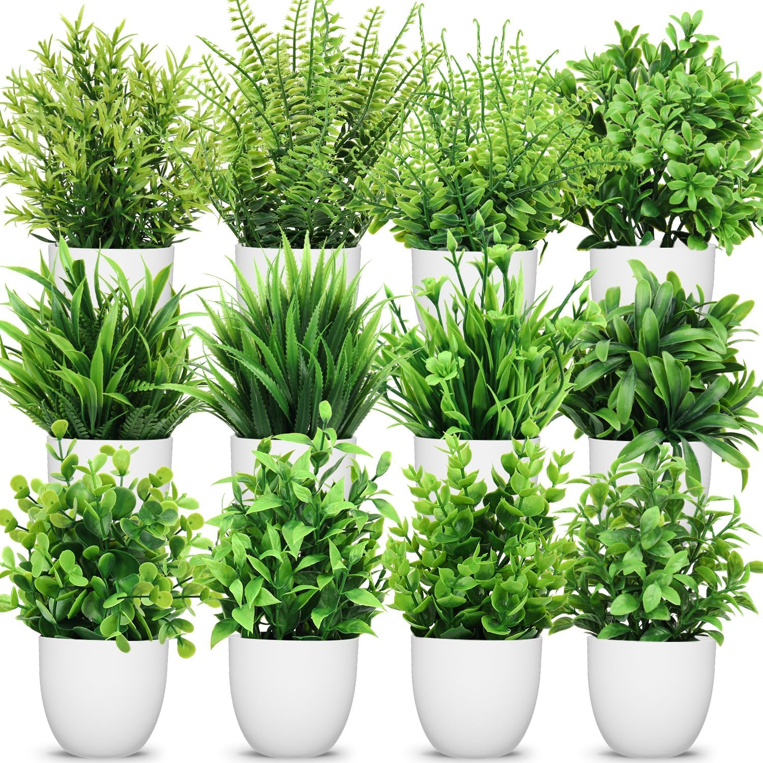 12-Piece Mini Artificial Eucalyptus Potted Plants for Home Decor-image