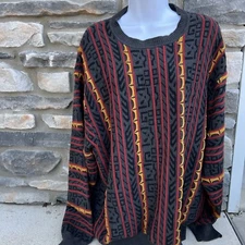 F/X Fusion Mens XXL Multicolor Heavy Cable Knit Crewneck Sweater VTG Retro 90s