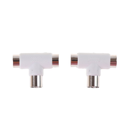 2pc 2 Way TV T Splitter Aerial Coaxial Cable Male to 2 Female Connectors Ad3C$i - Zdjęcie 2 z 12