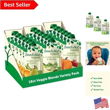 Baby Food Pouches Variety Pack - 18 Smooth Veggie & Fruit Purees for On-the-Go