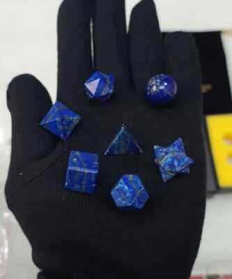AAA Lapis Lazuli Platonic Solids Set 7pc Sacred Geometry Healing Crystal Gift