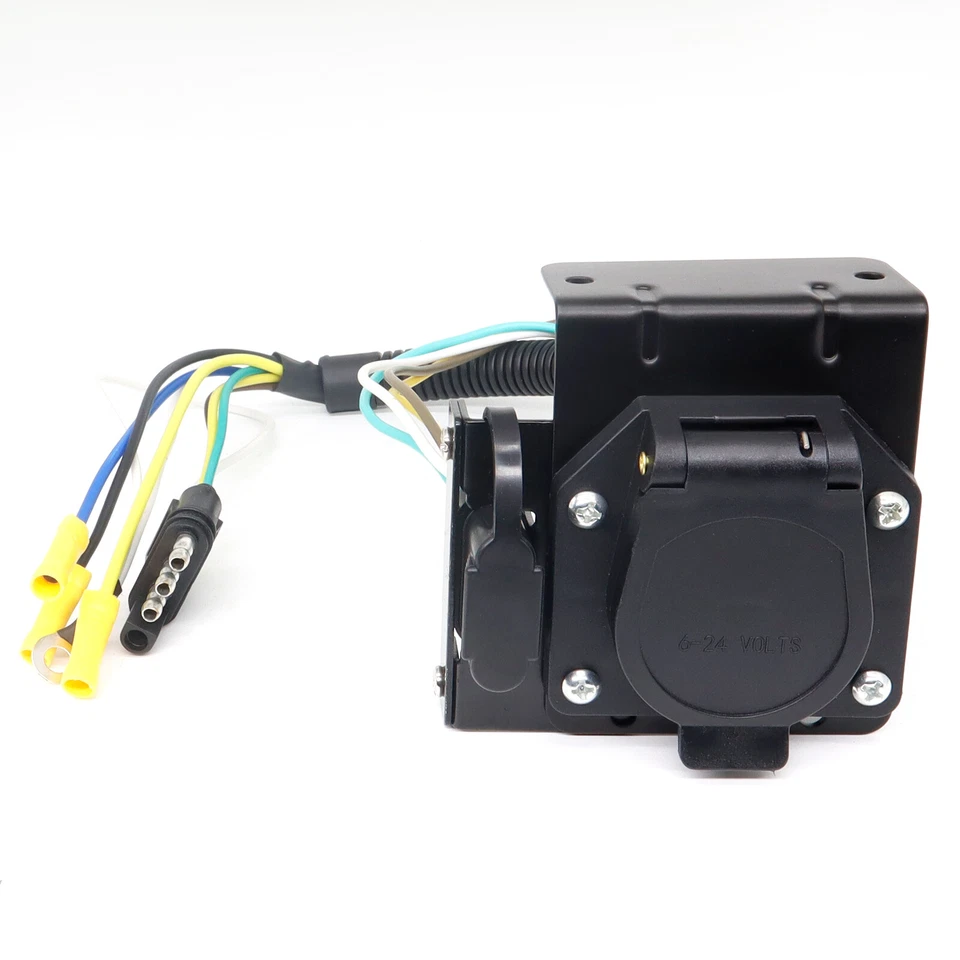 4 Flat to 7-Way Blade Trailer Tow RV 4 Way Plug Connector Adapter Wiring Harness Foto 3 de 4