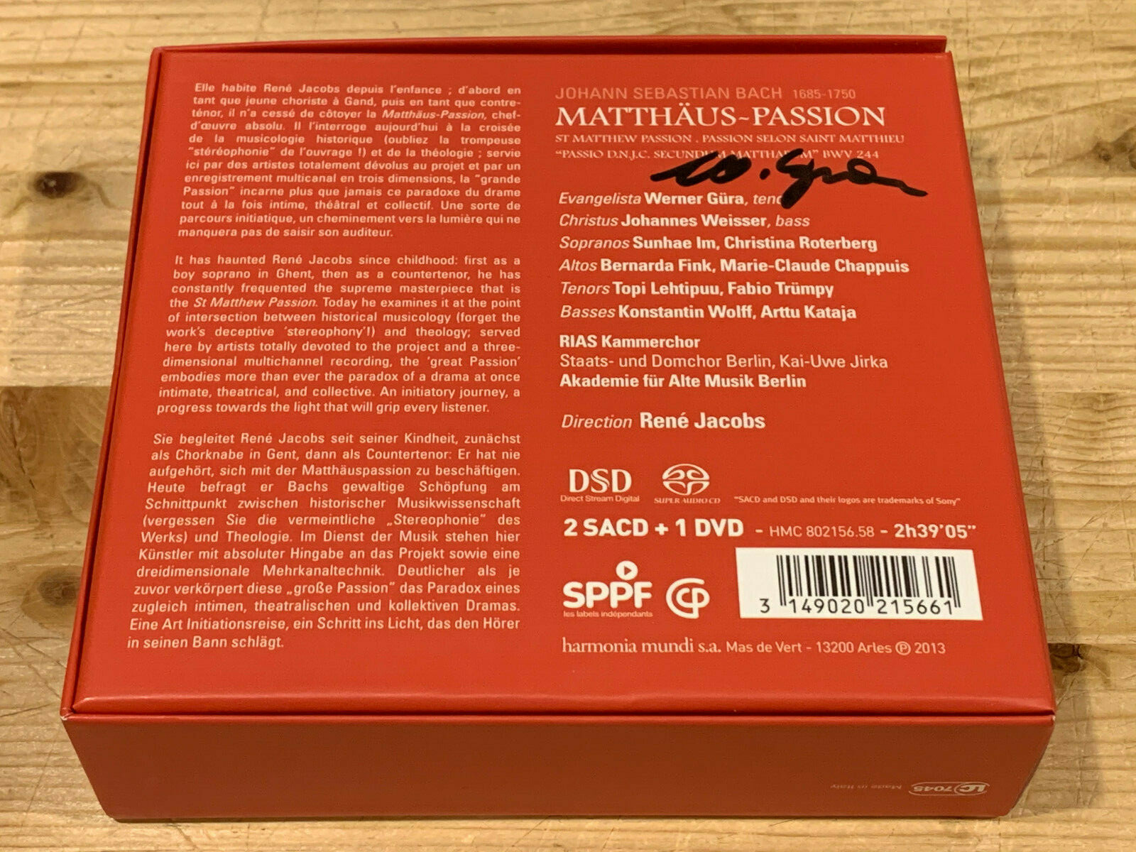 Thumbnail - Signed By Werner Güra Bach Matthäus-passion Rene Jacobs Harmonia Mundi