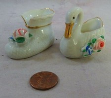 Vintage 1940s Set of 2 pcs Marked Occupied Japan Miniature Doll House Planters