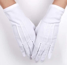 White Formal Wedding Tuxedo Butler Band Short Gloves Dance Parade Guard Uniform