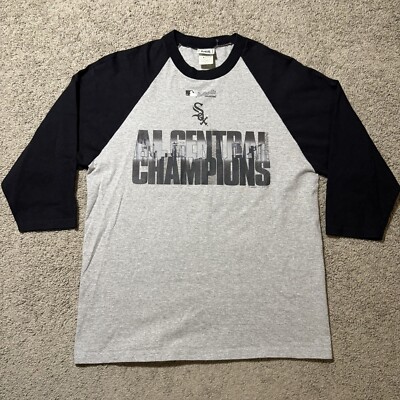 Vintage Lee Sport Chicago White Sox Grey AL Central Champs Raglan Shirt Men s M