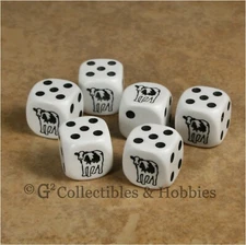 NEW 6 Black Cow White D6 Dice Set D&D RPG Game Animal Die Six Sided