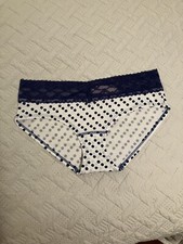 Victoria's Secret Cotton Low Rise Hiphugger Panty Medium Blue Polka Dot NWT