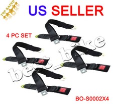 4X Car Seat Belt Lap 2 Point Safety Travel Adjustable Retractable Auto Universal