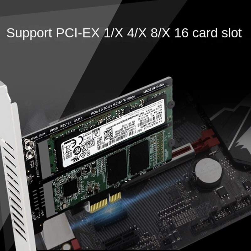 RAID Splitter Expansion Card for PCIE X1 to Dual NGFF M.2 SATA SSD - Image 4 of 4