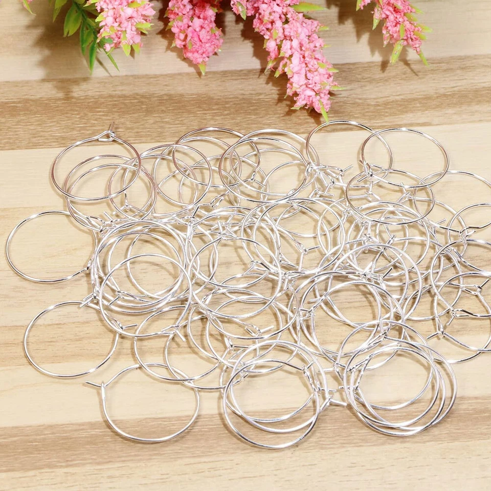 50 PIEZAS HÁGALO USTED MISMO Joyería Hacer Dije Cuentas Aro Lazo Pendiente Oreja Alambre Círculo Grande Foto 2 de 4