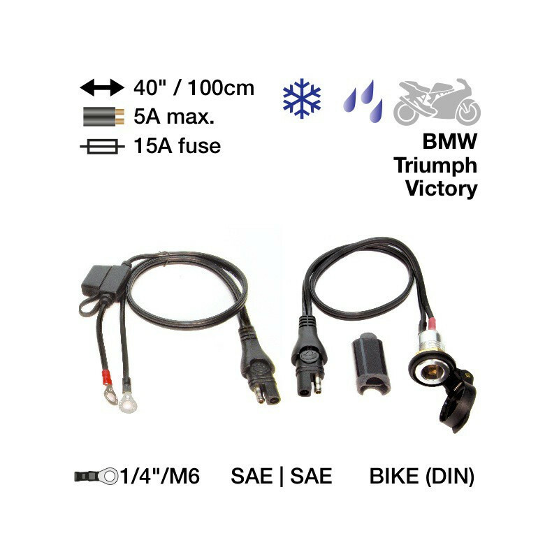 Câble TecMate O18 adaptateur anti court-circuit pour prise moto DIN SAE88