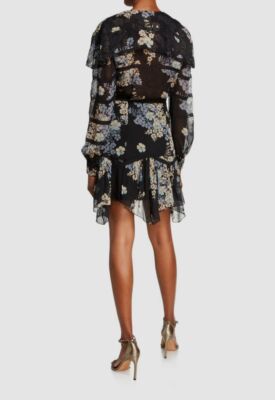 Etro Women's Giara Floral Silk Dress - Black - Size 6