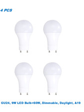 4 Bulbs, 9W 60W Equivalent , Dimmable,A19 LED,Daylight 5000K,GU24 Base Bulb
