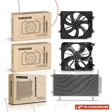 A/C Condenser & L & R Cooling Fan Assembly Kit for Honda CR-V 2017-2022 L4 1.5L