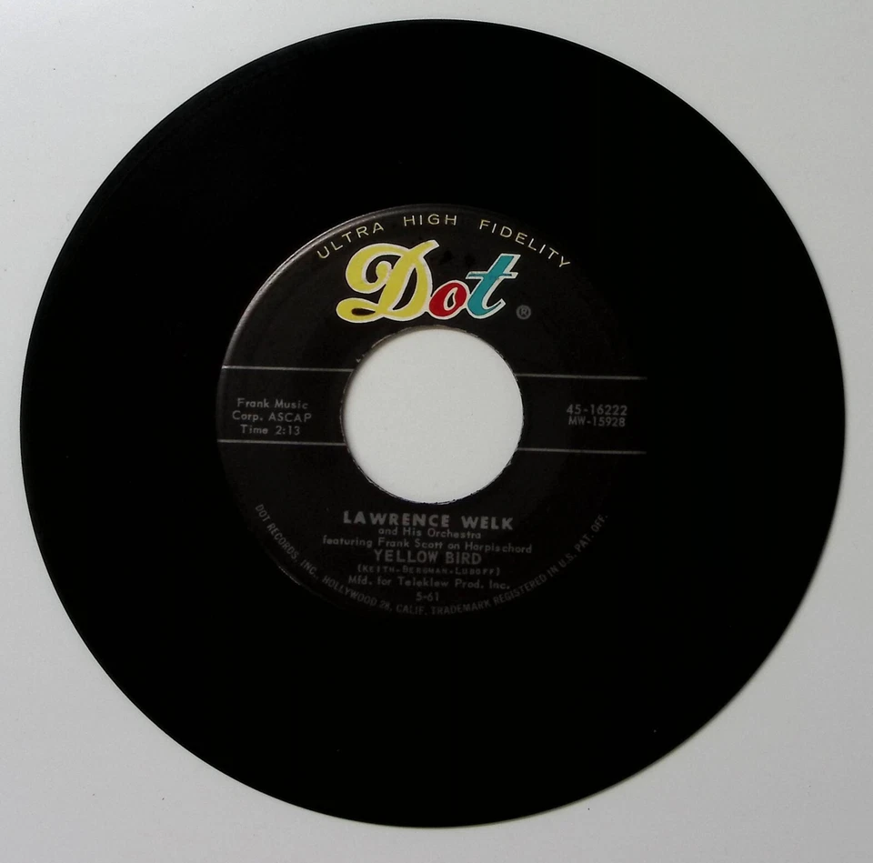 ВИНИЛОВАЯ ПЛАСТИНКА LAWRENCE WELK CRUISING DOWN THE RIVER/YELLOW BIRD DOT 45 55-45 - Изображение 3 из 3