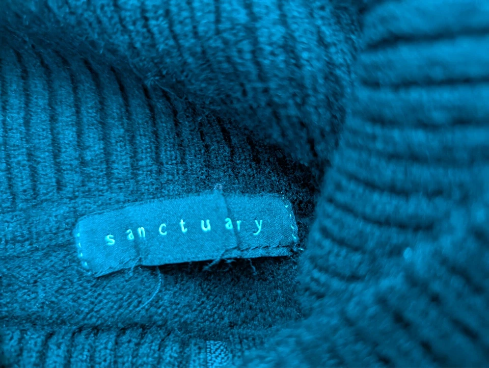 Sanctuary Pullover Womens Large Sweater 1/4 Zip High Neck Striped Black - Imagem 3 de 4