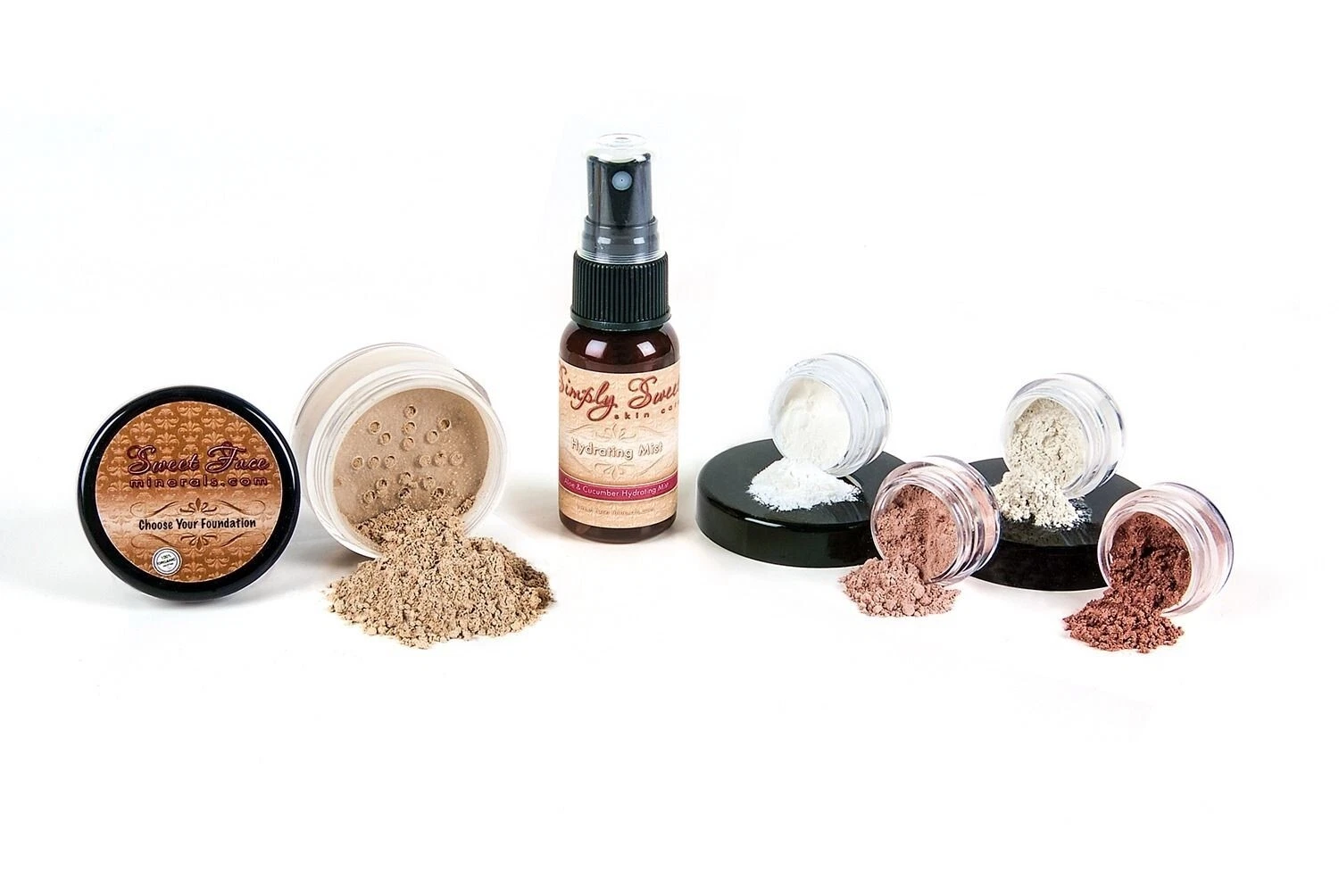 Starter Set w/ Setting Mist Mineral Makeup Kit Bare Skin Matte Foundation Powder