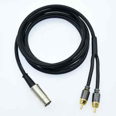 5-Pin DIN Male MIDI Cable to 2 Dual RCA Male Plug Audio Cable For Naim Quad