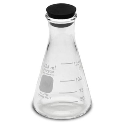 PYREX 4980-125, 25mL Narrow Mouth Erlenmeyer Flasks w/ Rubber Stopper (Single)