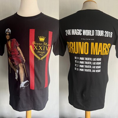 BRUNO MARS (2017) Unisex ''24K Magic'' Las Vegas Tour Dates T-Shirt Size Small