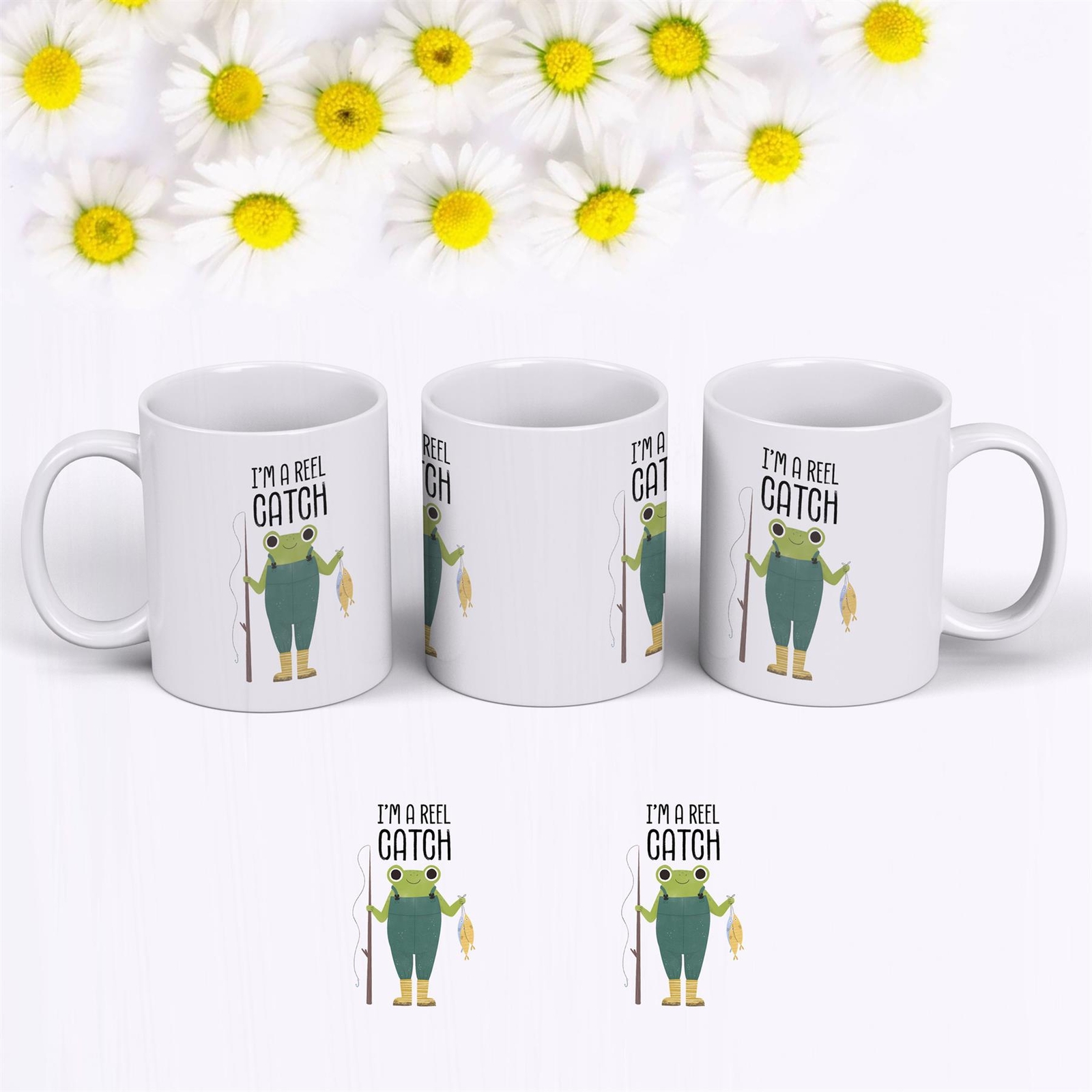 I'm A Reel Catch Fishing Characterful Frog Frogbert & Friends Wooden Ceramic Mug