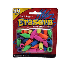 40 COUNT GREENBRIAR COLORFUL PENCIL TOPPER ERASERS NEW IN PACKAGE SCHOOL PARTY