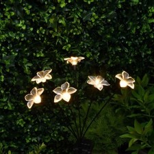 Image of New Solar Powered Warm White Floral Stake Light with Rechargeable Battery A-104