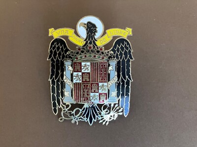 Una Gran De Libre Plus Ultra España Car Grille Enamel Emblem Brass Shield 1960's