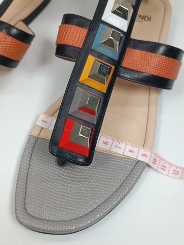 Fendi Multicolor Leather Studded Ankle Cuff Flat Sandals Size 37 - Picture 16 of 24