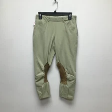 Tailored Sportsman Womens Capri Riding Breeches Pants Tan Color Block Stretch 28