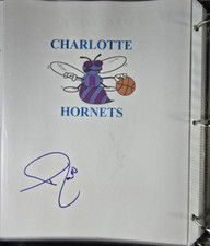 Tony Delk Autographed #00 Charlotte Hornets Logo NBA IP Auto Basketball