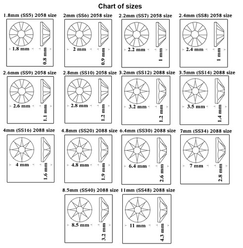 Superior PRIMERO 2058 & 2088 Strass Senza Hotfix * Cristallino E - Foto 5