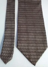 Bergamo New York Men's neck Tie Golden Geometrical 100% Silk Necktie #T11