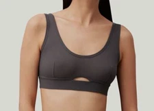 $80 Else Women's Gray Ribbed Cutout Bralette Bra Size XS