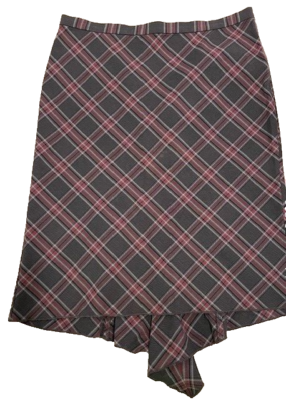 London Jean Chino Stretch Gray Red Tartan Skirt M