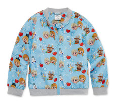 Disney Frozen Jacket Coat Girls Size 8 10 Elsa Anna Blue Windbreaker M L NEW NWT