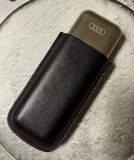 AUTHENTIC AUDI 2 FINGER CIGAR CASE STEEL/LEATHER DEALER ONLY RARE!
