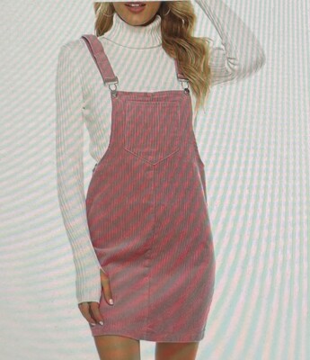 pink cord pinafore dress Sugar Thrillz Corduroy Pinafore Dress With Bumblebee Long Sleeve