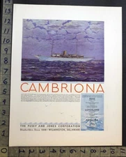 1930 CAMBRIONA YACHT PUSEY JONES WILMINGTON A.W. ARMSTRONG ART BOAT AD 33603