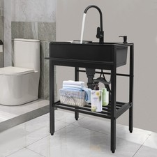 Modern Black Rectangular Freestanding Sink Stainless Steel Sink Sink for Kitchen