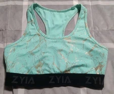 Zyia Active Classic Comfort Racerback Sports Bra Large Turquoise Marble