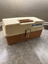 Vtg Plano Tackle Box Model 6303 Fishing Brown Beige 3 Tray Very Good Condition