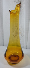 VTG MCM L.E. Smith Amber Smoothie 18.5" Swung Vase