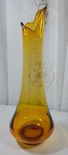 VTG MCM L.E. Smith? Amber Smoothie 18.5" Swung Vase